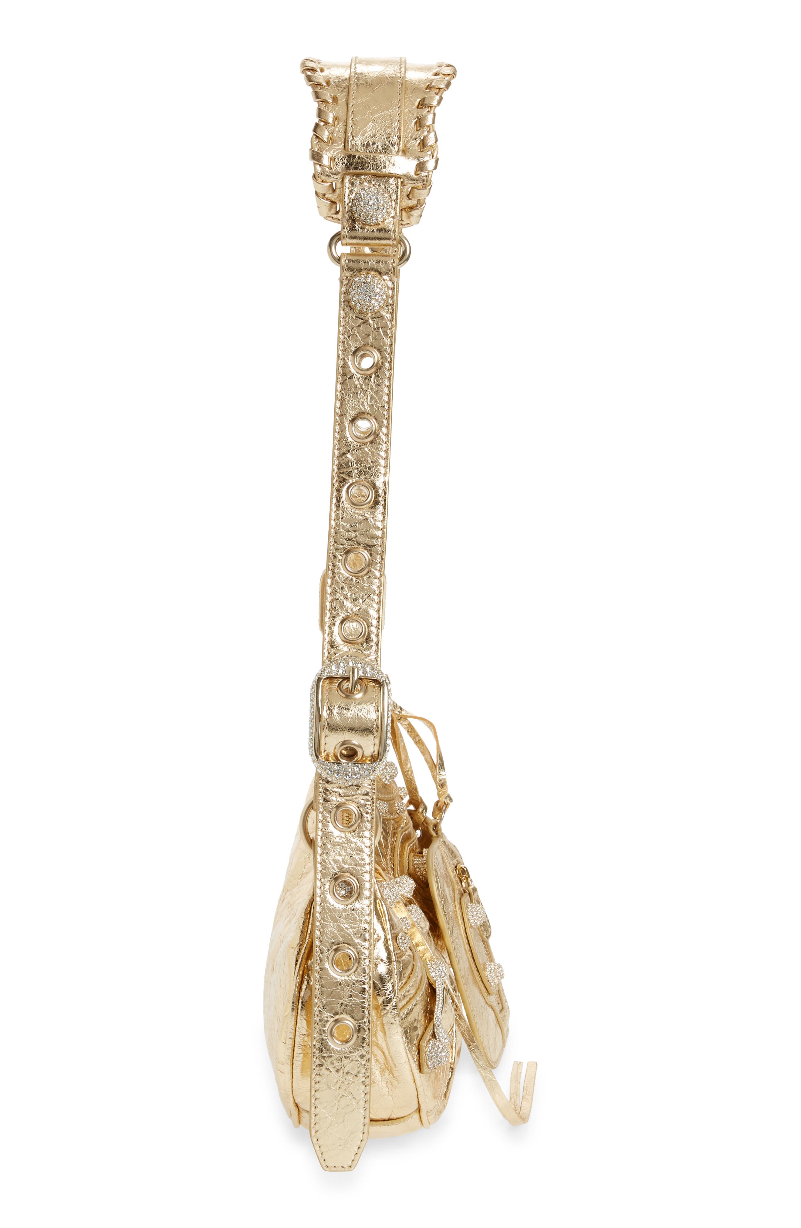 Balenciaga Extra Small Le Cagole Metallic Lambskin Shoulder Bag, Alternate, color, 