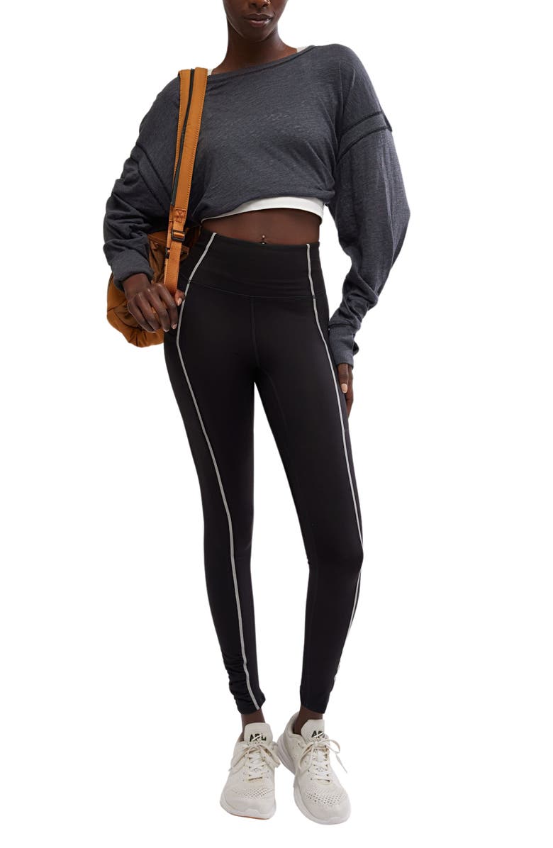 Free People FP Movement You're a Peach Pocket Leggings, Alternate, color, Black