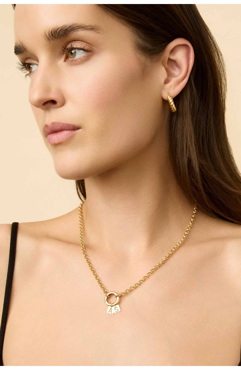 Oradina 14K Yellow Gold Initial Tile Pendant Charm, Alternate, color, Letter B