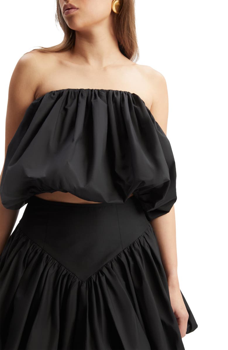 Bardot Lissett Cotton Poplin Strapless Balloon Top, Alternate, color, Black