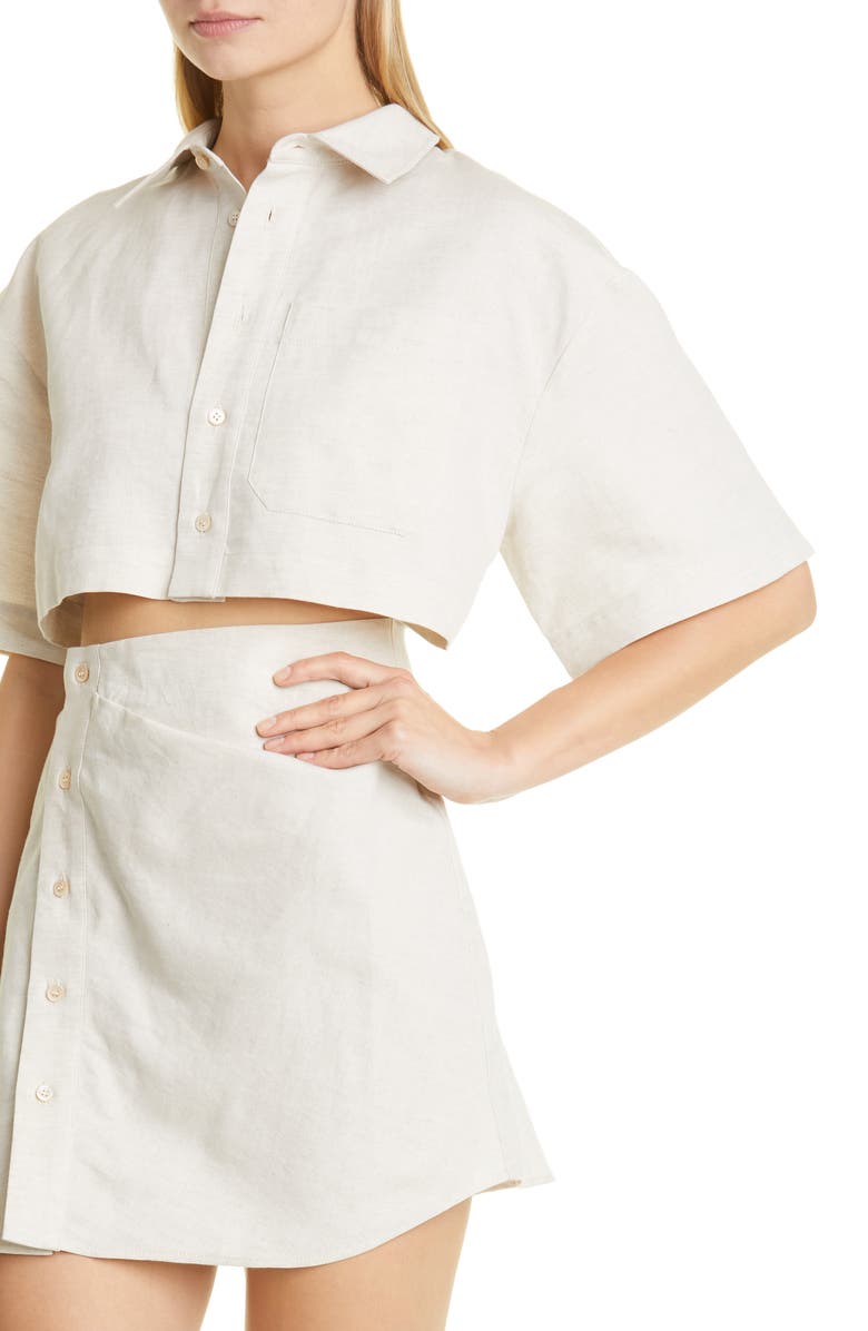 Jacquemus La Robe Arles Cutout Cotton & Linen Minidress, Alternate, color, 