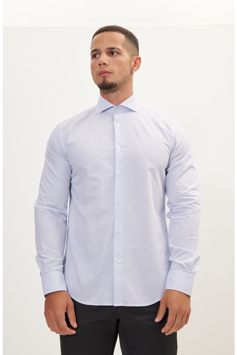 Stripe French Placket Dress Shirt, Alternate, color, WHITE BLUE STRIPED