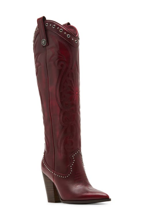 Steve Madden Lasso Knee High Boot In Red Distressed