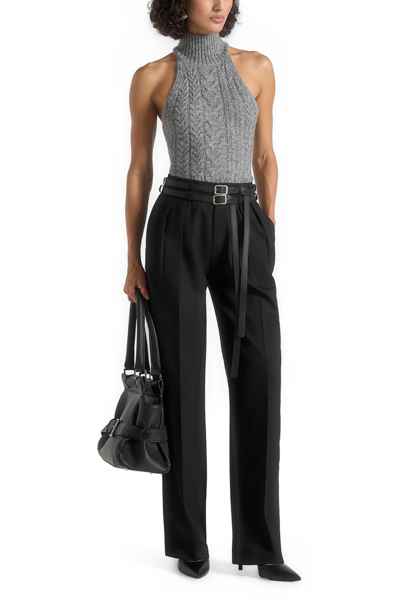 Pascale Tailored Twin Belt Trousers, Alternate, color, Black