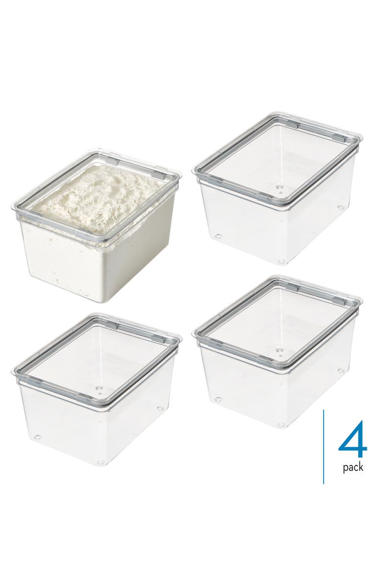 iDesign Large Food Storage Bin with Airtight Lid - Set of 4 - Clear, Alternate, color, Clear