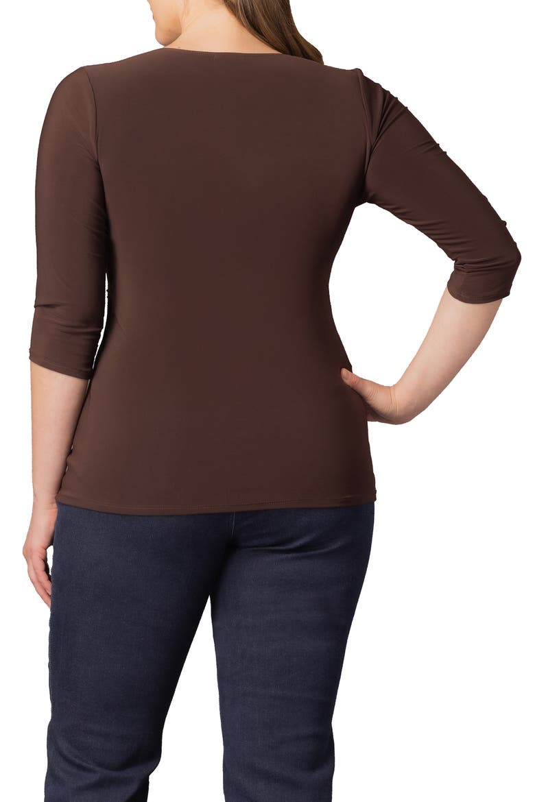 Faux Wrap Top, Alternate, color, CHOCOLATE