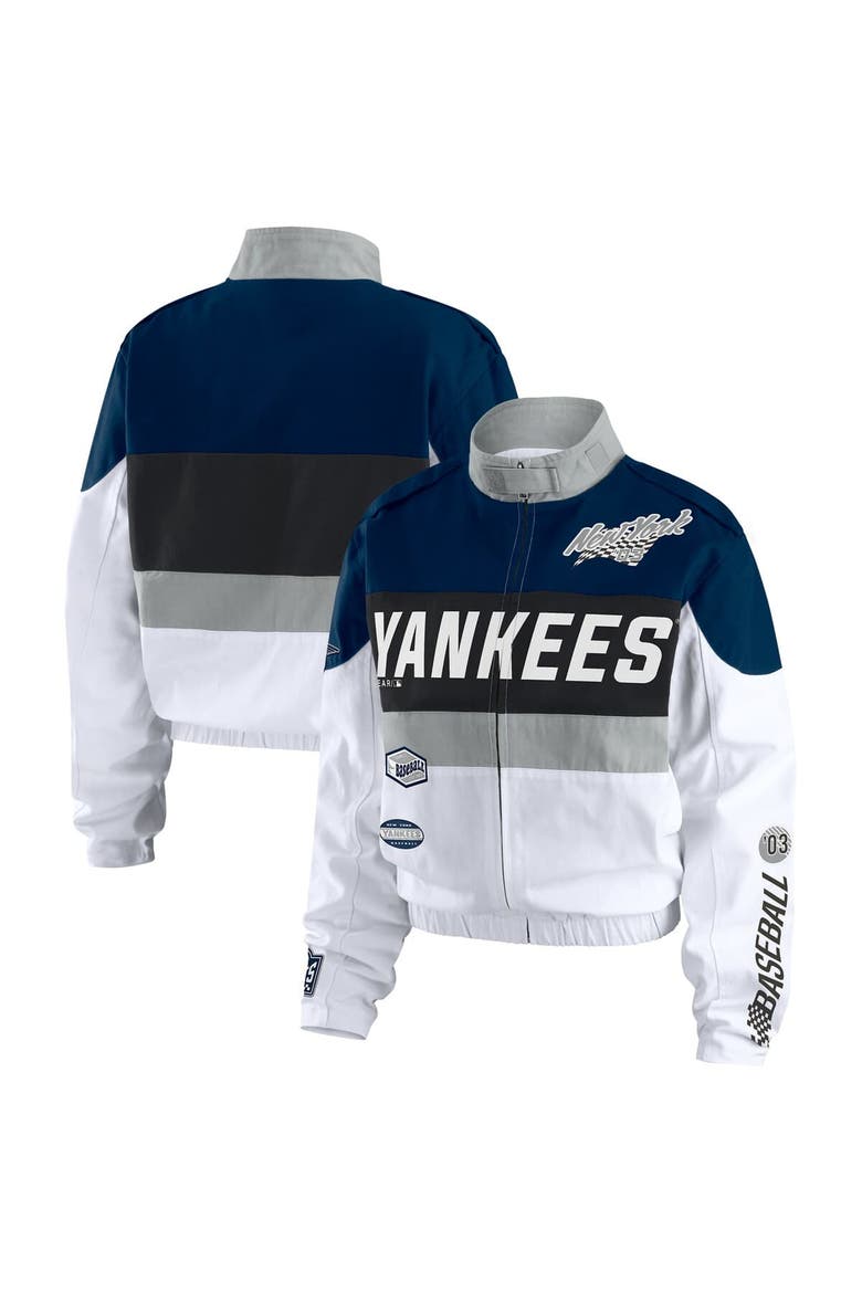Women's WEAR by Erin Andrews  Navy/White New York Yankees Racing Full-Zip Jacket, Main, color, Navy