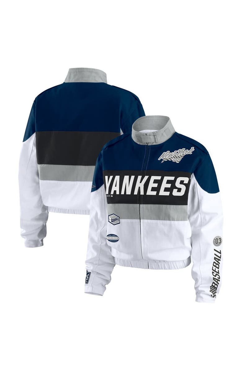 WEAR by Erin Andrews Women's WEAR by Erin Andrews  Navy/White New York Yankees Racing Full-Zip Jacket, Main, color, Navy