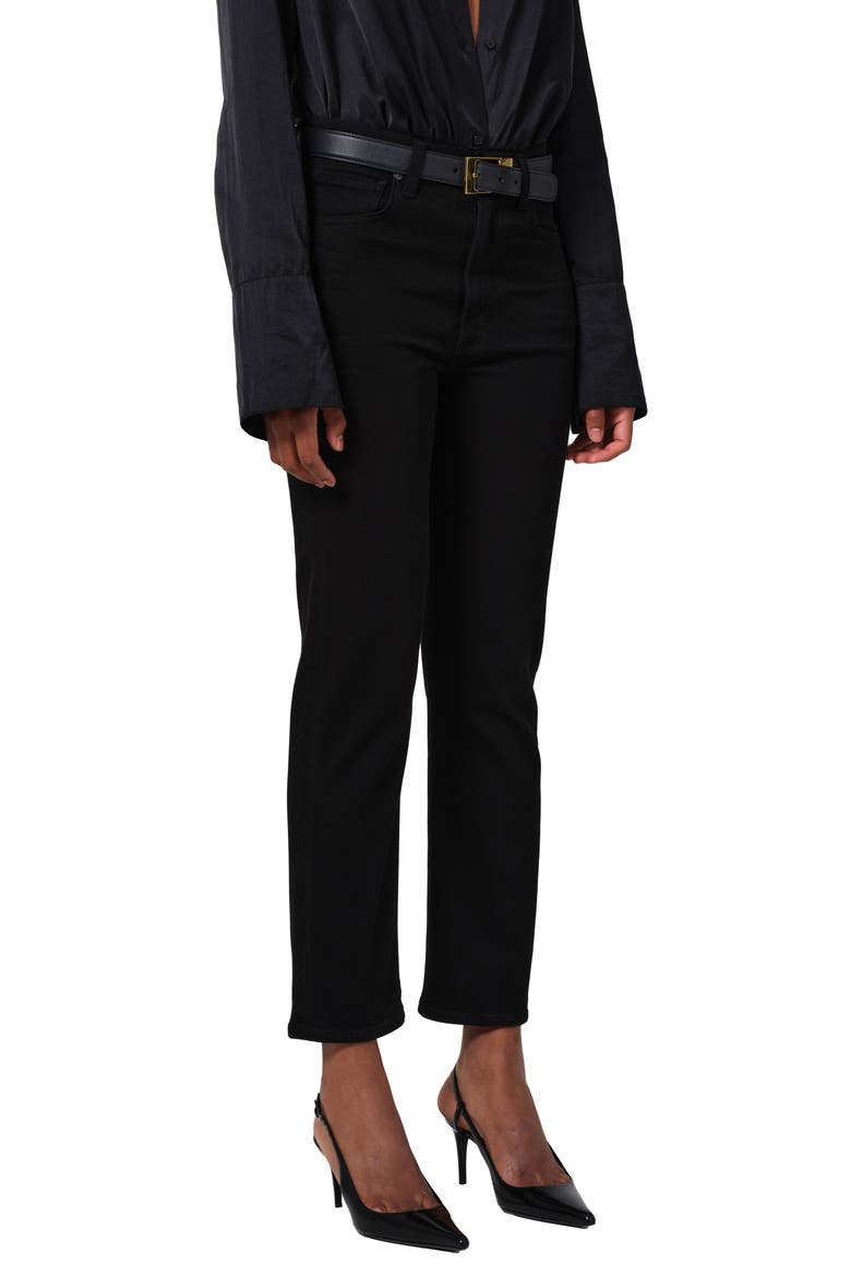 Caia High Waist Ankle Straight Leg Jeans, Alternate, color, PLUSH BLACK (BLACK)