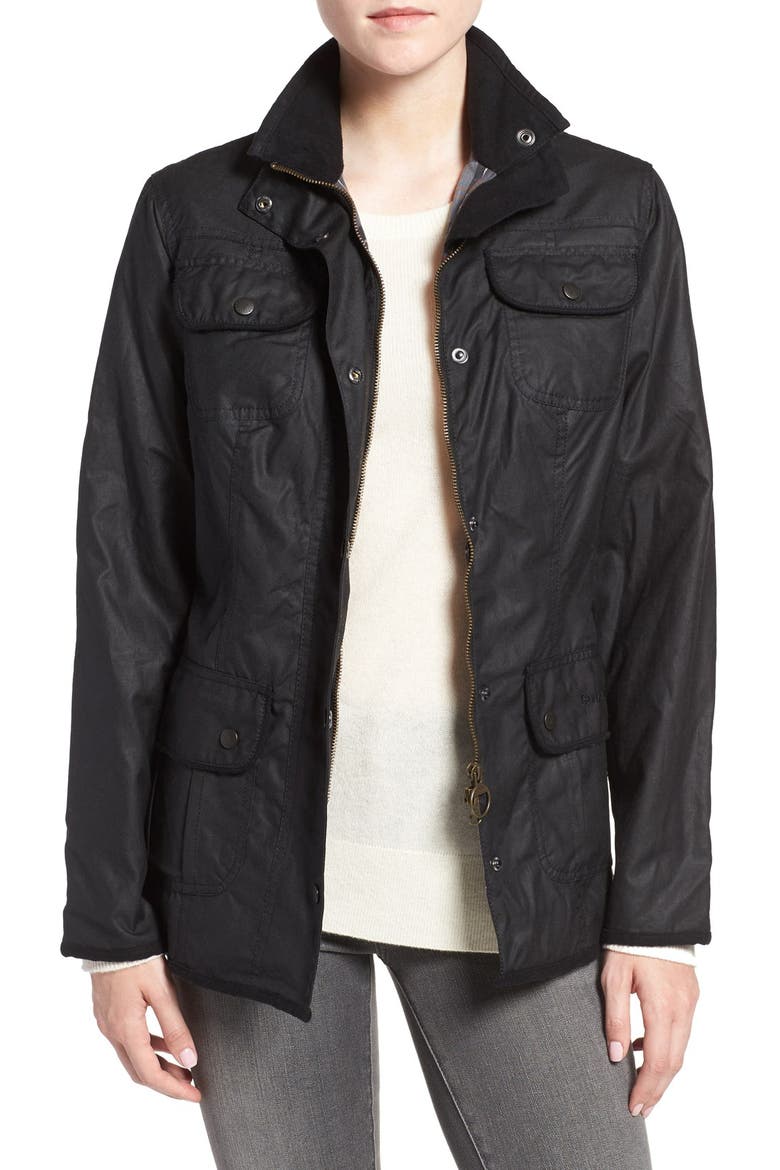 Waxed Cotton Utility Jacket, Main, color, BLACK