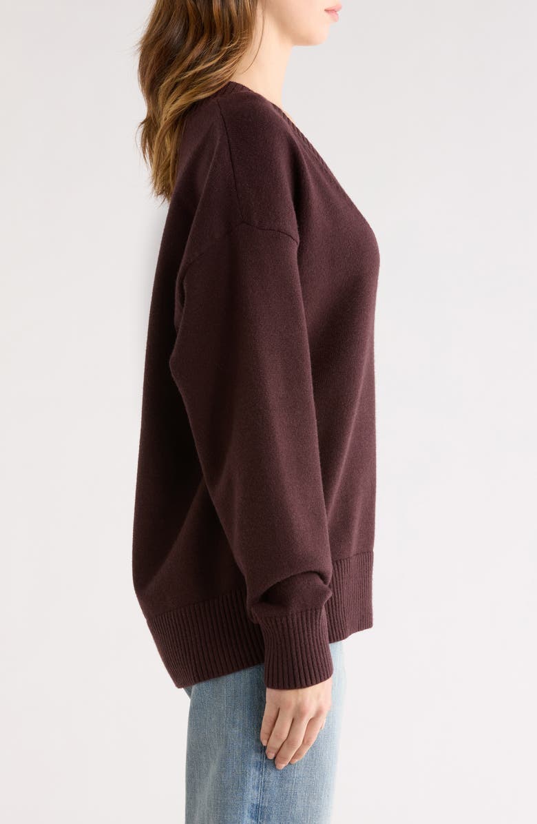 Good American Oversize V-Neck Sweater, Alternate, color, Bark