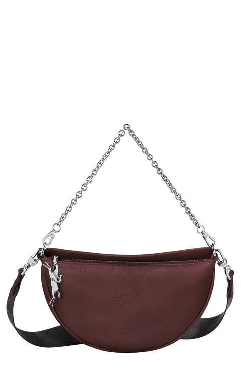 Smile Small Half Moon Leather Crossbody Bag