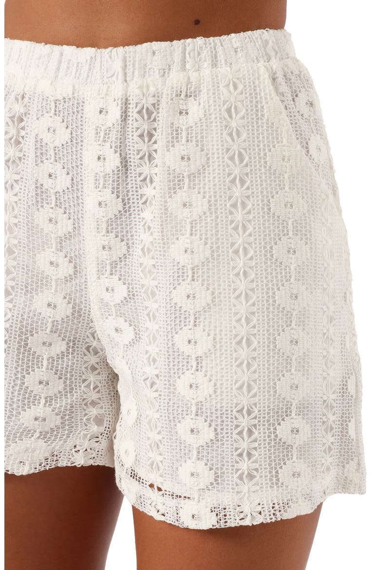 Eden Lace High Waist Shorts, Alternate, color, WHITE