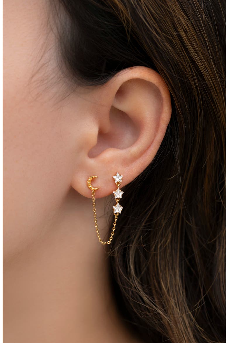 Lunar Link Double Stud Earring, Alternate, color, GOLD