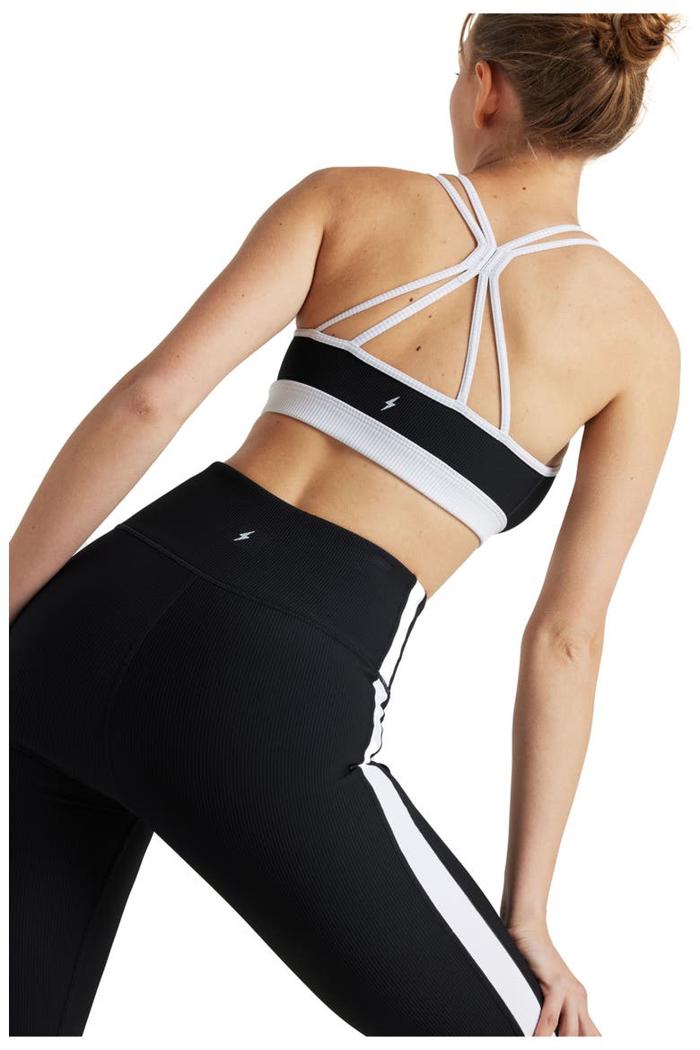 Color Block Rib Bra, Alternate, color, Black/White
