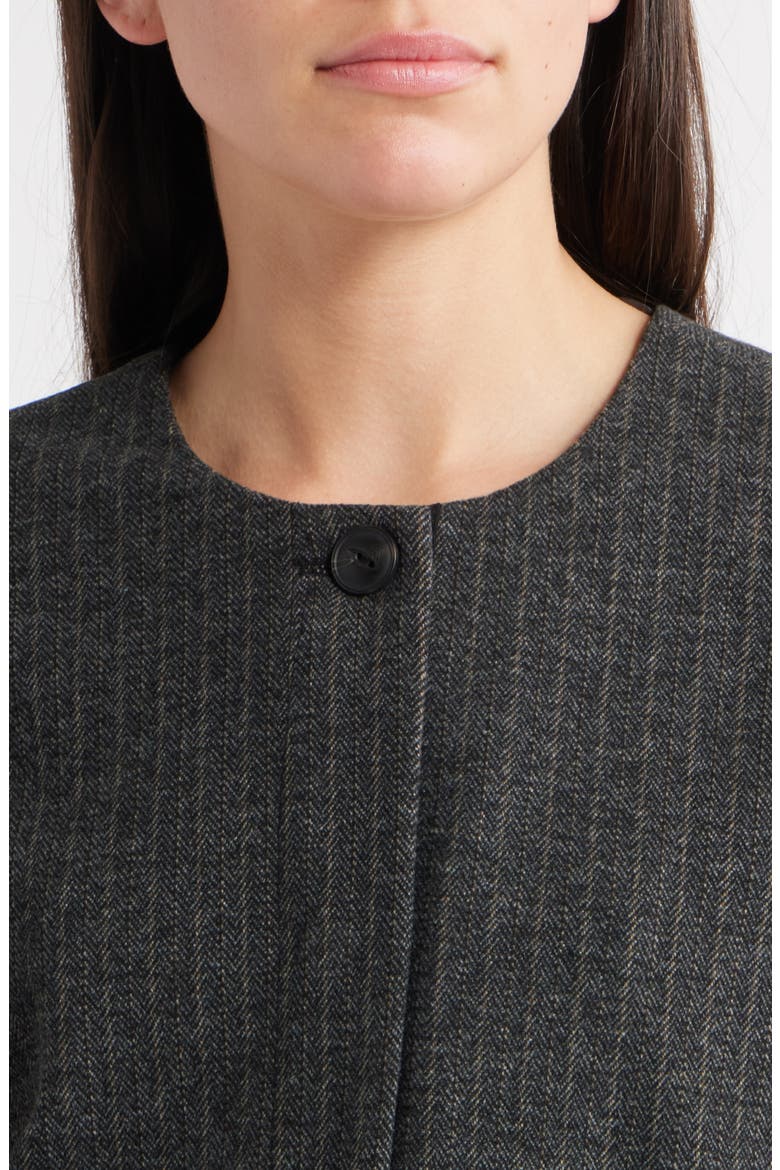 Barrel Sleeve Herringbone Crop Jacket, Alternate, color, CHARCOAL WHEAT MULTI