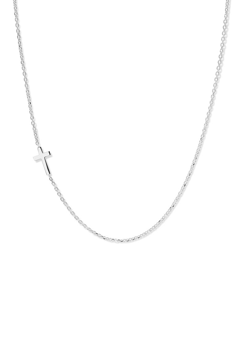 Love Letter Cross Necklace, Main, color, SILVER