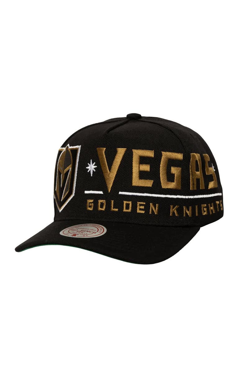Mitchell & Ness Men's Mitchell & Ness Black Vegas Golden Knights Busted Logo Wordmark Wrap-Around Pro Pinch Adjustable Hat, Main, color, Black