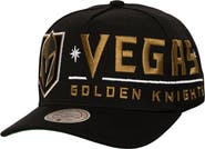 Mitchell & Ness Men's Mitchell & Ness  Black Vegas Golden Knights Busted Logo Wordmark Wrap-Around Pro Pinch Adjustable Hat