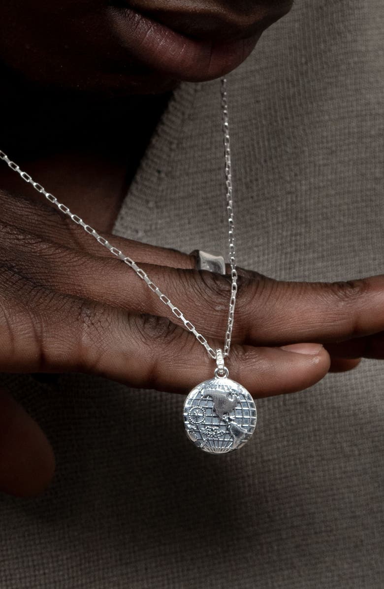 Dower & Hall Men's One World Talisman Necklace, Alternate, color, Sterling Silver