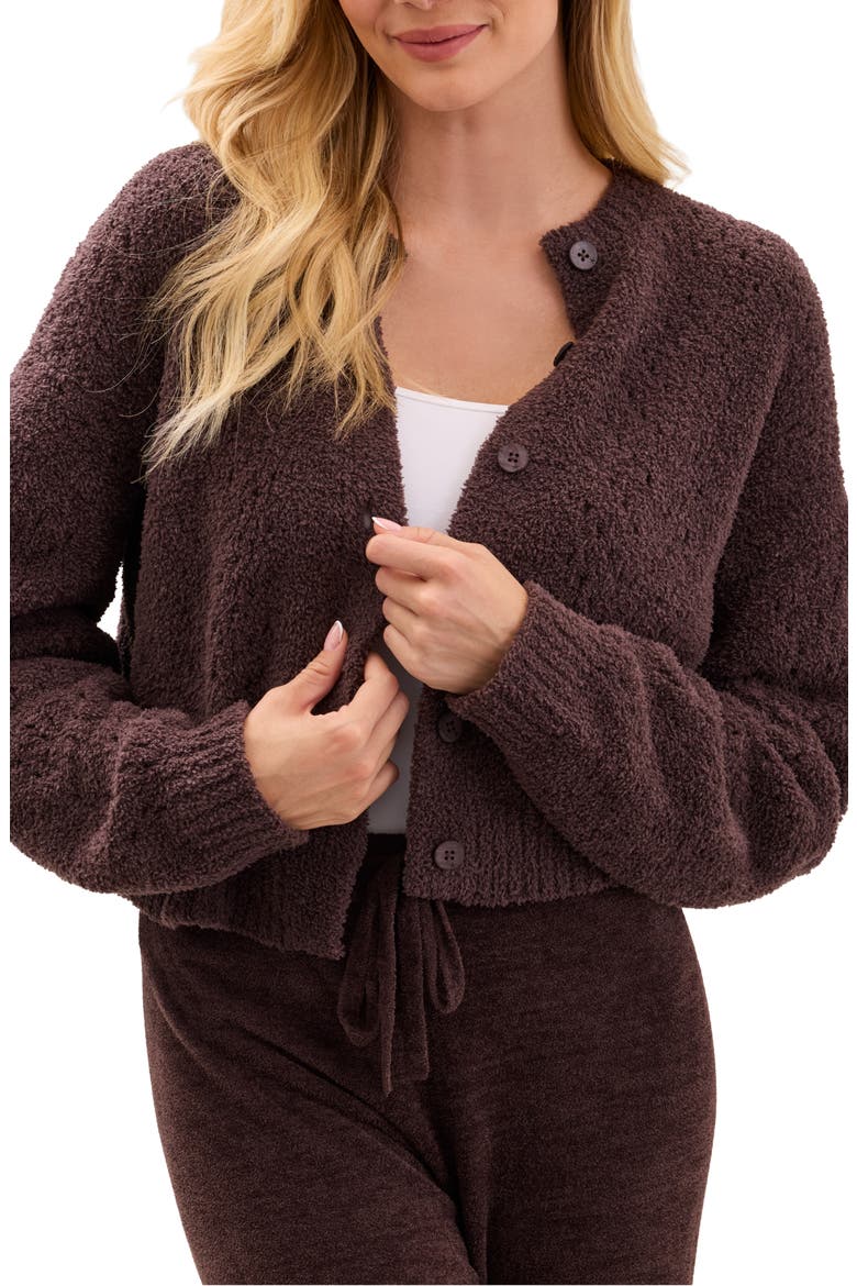 Pointelle Cropped Cardigan, Main, color, UMBER