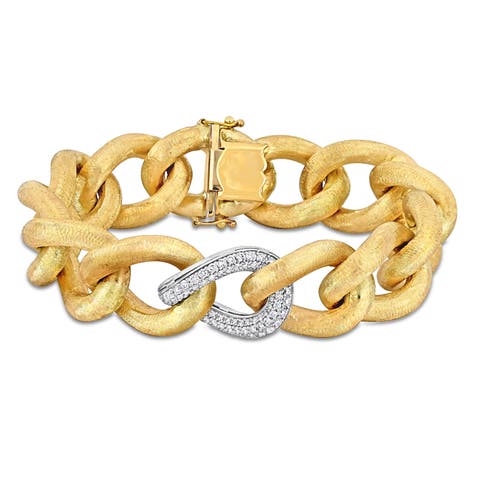 Diamond Oval Link Chunky Bracelet 14k