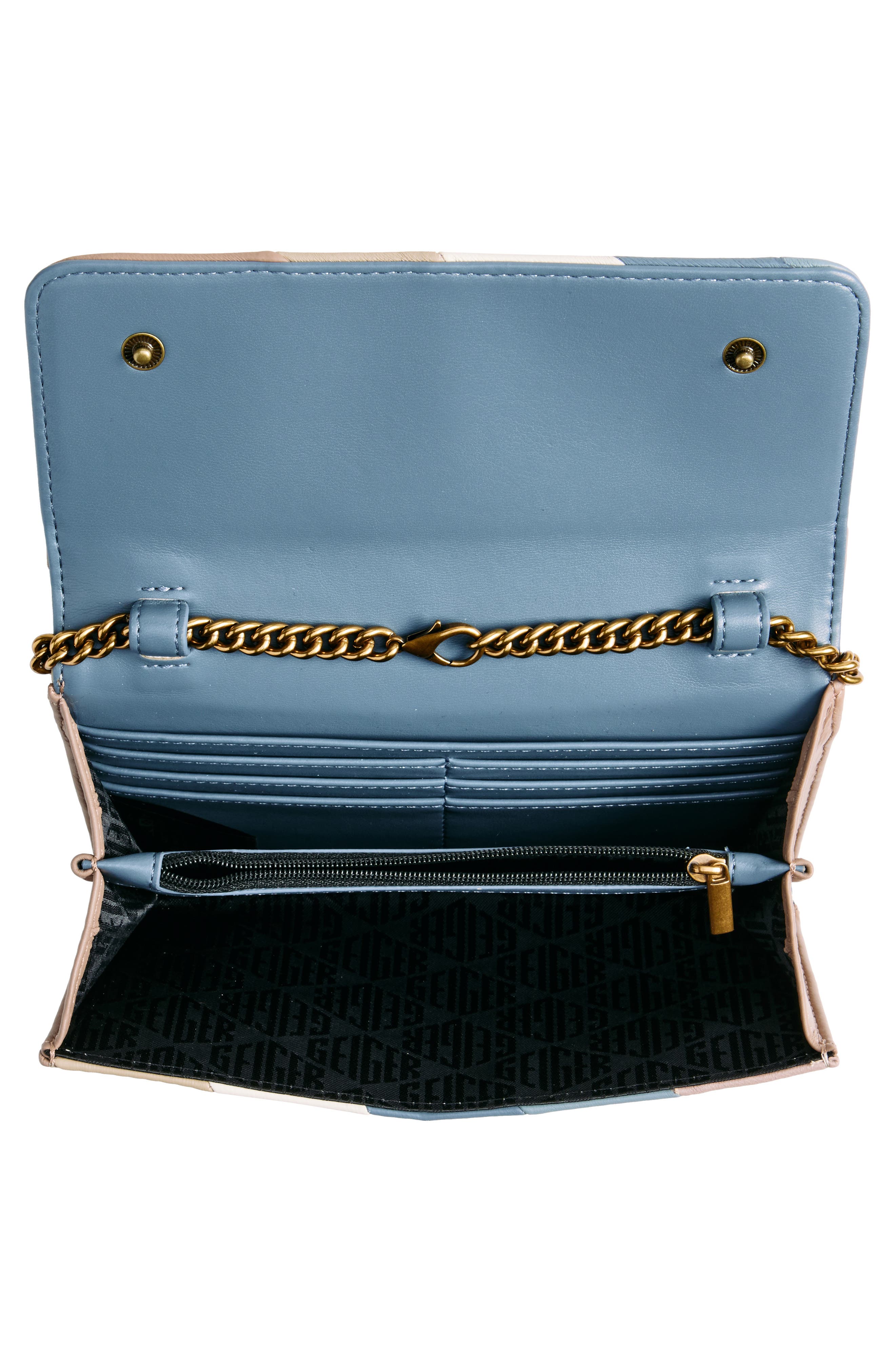 Kurt Geiger London Soho Stripe Leather Chain Wallet, Alternate, color, 