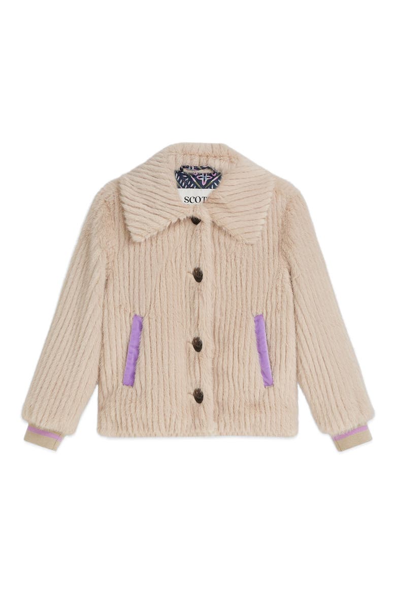 Kids' Faux Fur Jacket, Main, color, PALE KHAKI