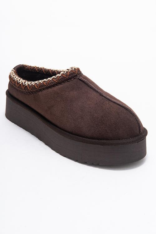 Forever & Always Shoes Avelia Leather Winter Slippers In Brown