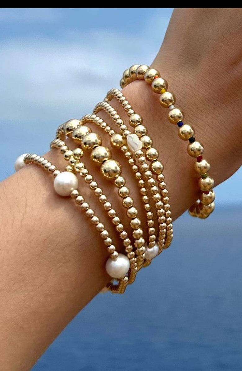 Little Sky Stone Eva Gold Bead Bracelet, Alternate, color, 6.5 Inch
