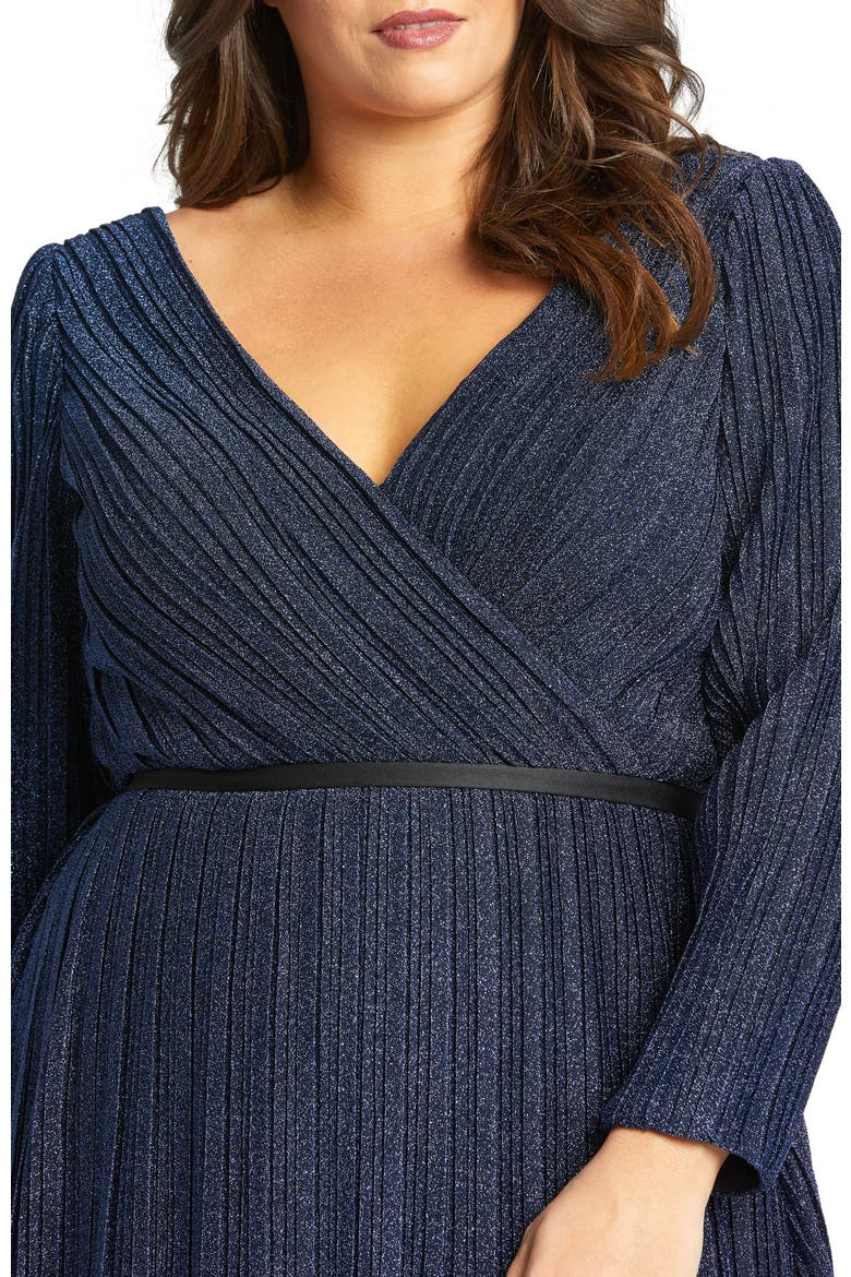 Empire Waist Long Sleeve Gown, Alternate, color, SAPPHIRE