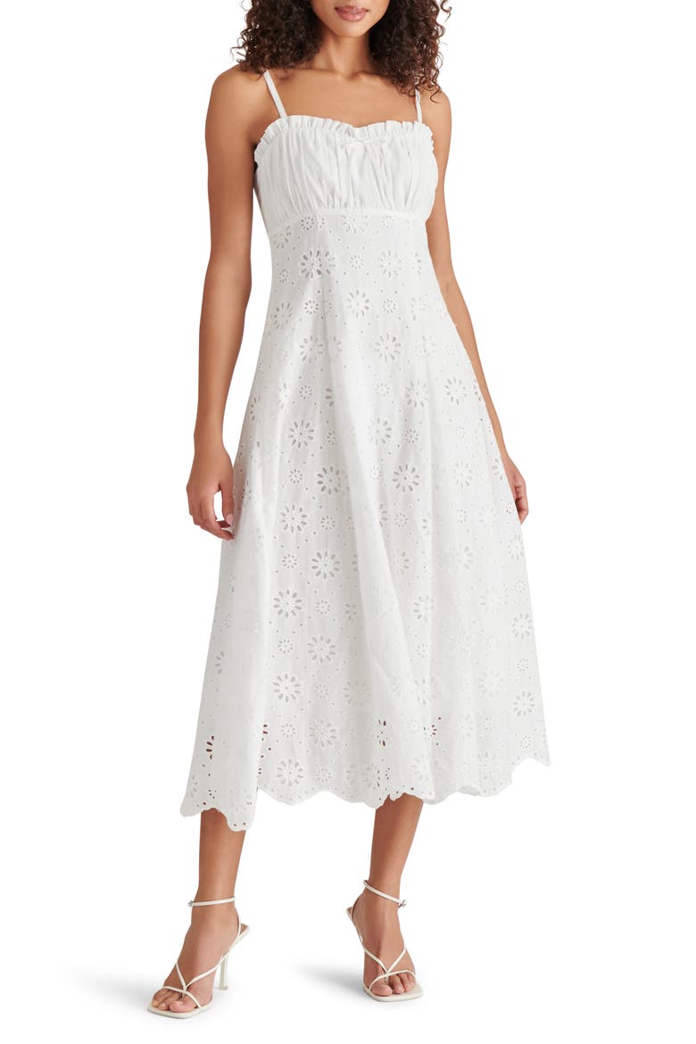 Ava Cotton Eyelet Midi Dress, Main, color, WHITE