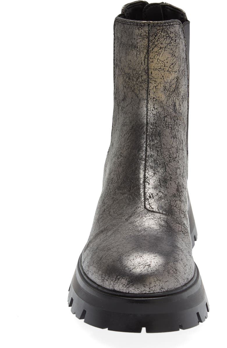 DKNY Sasha Lug Chelsea Boot, Alternate, color, Dark Gunmetal Cracked Leather