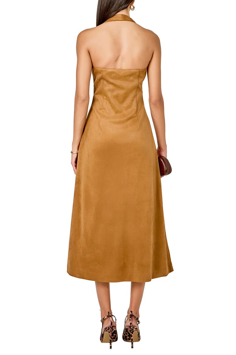 Faux Suede Sleeveless Midi Dress, Alternate, color, TAN