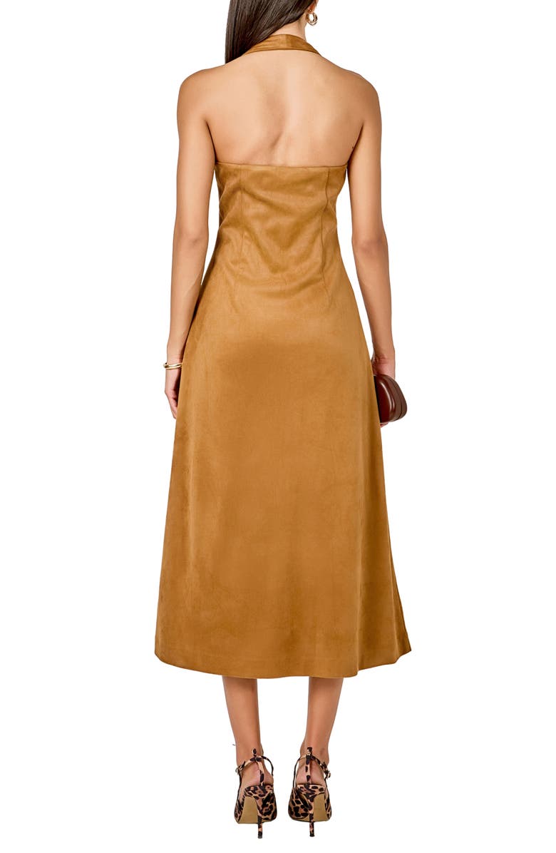 Endless Rose Faux Suede Sleeveless Midi Dress, Alternate, color, Tan