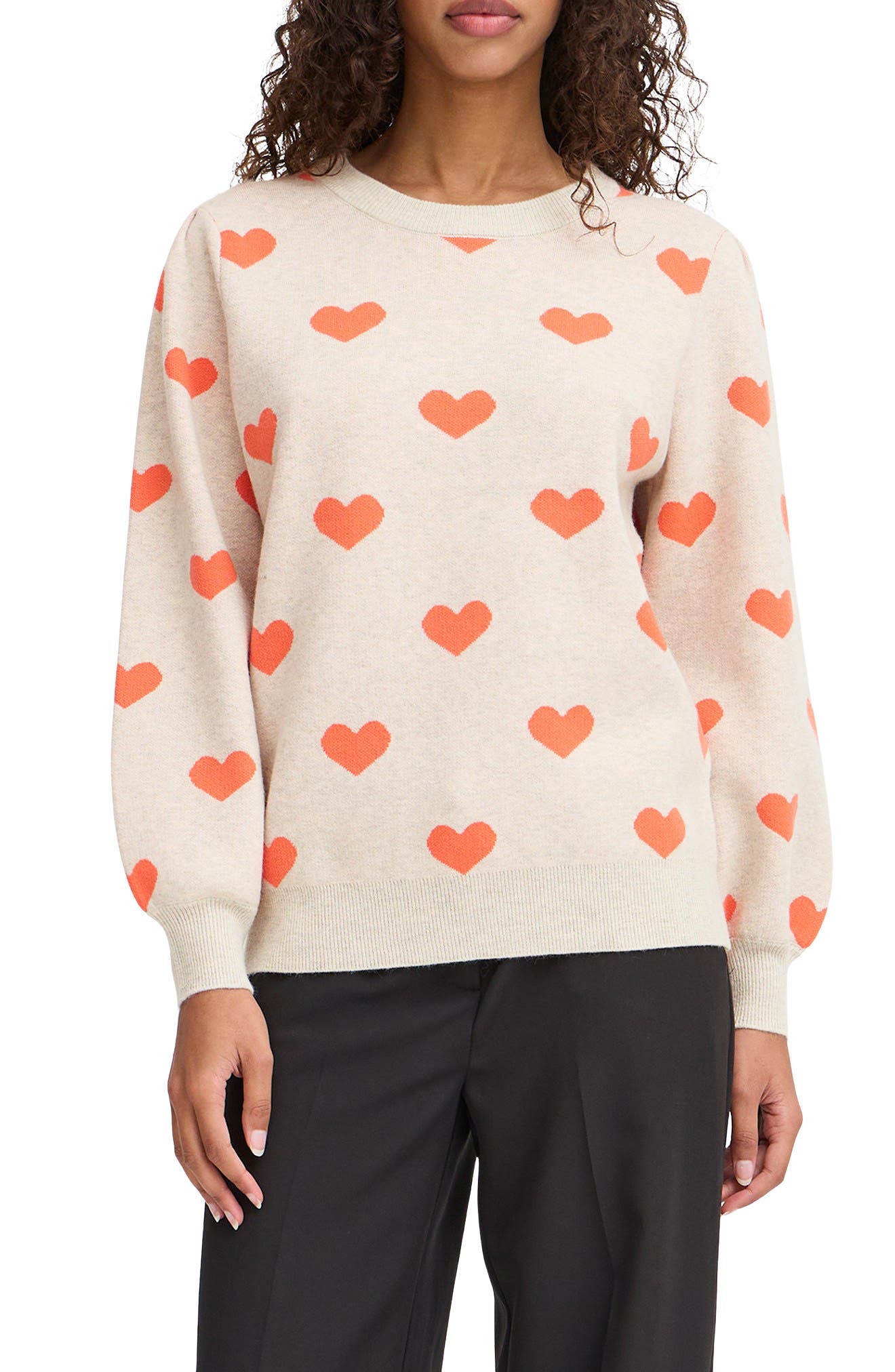 ICHI Heart Pullover Sweater