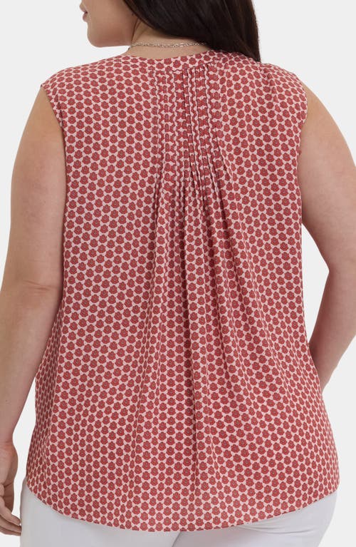 Nydj Print Pleat Back Sleeveless Split Neck Blouse In Pattern
