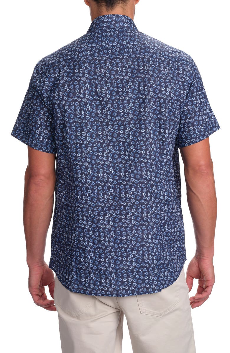 STUDIO GARNET LOS ANGELES Floral Print Short Sleeve Cotton Button-Up Shirt, Alternate, color, Navy