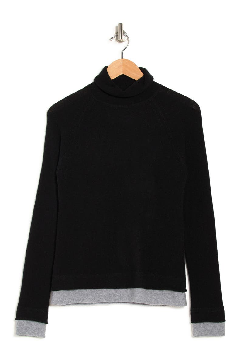 Griffen Double Trim Funnel Neck Cashmere Sweater, Alternate, color, 
