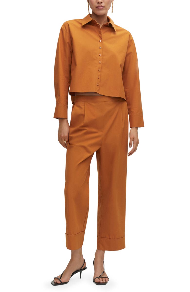 MANGO Pleat Front Ankle Pants, Alternate, color,