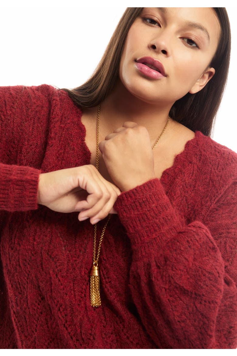 Cropped Boat Neck Sweater, Alternate, color, RUBY WINE