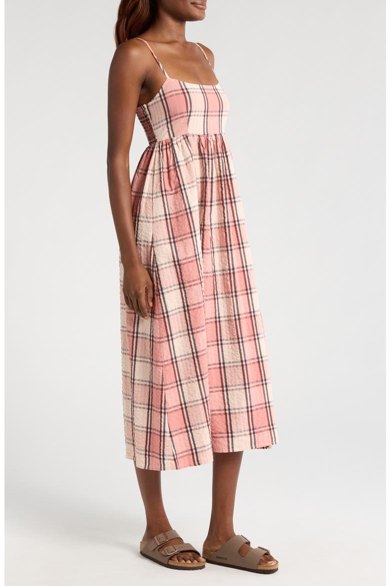 All Day Plaid Seersucker Midi Sundress, Alternate, color, CHOC CHIP