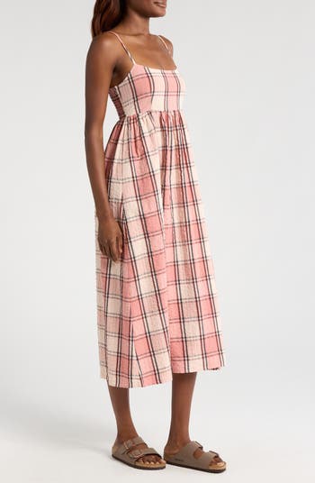 All Day Plaid Seersucker Midi Sundress