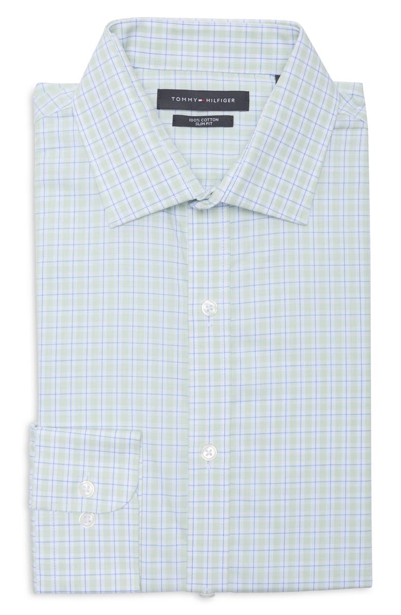 Tommy Hilfiger Check Slim Fit Stretch Dress Shirt, Alternate, color, Grass
