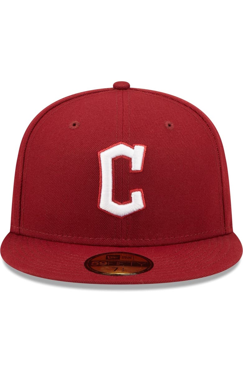 New Era Men's New Era Cardinal Cleveland Guardians White Logo 59FIFTY Fitted Hat, Alternate, color,