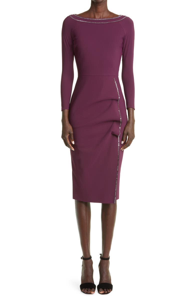 Chiara Boni La Petite Robe Milva Studded Long Sleeve Midi Dress, Main, color, 