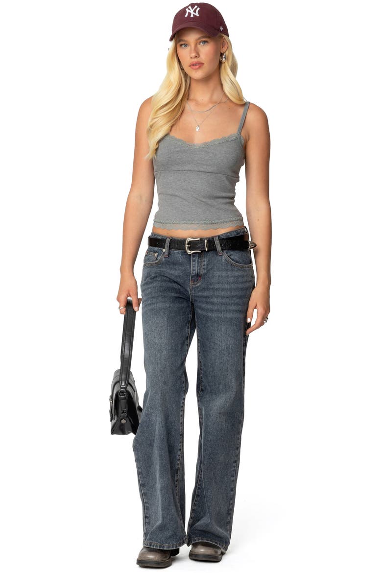 Mireille Lace Trim Camisole, Alternate, color, GRAY