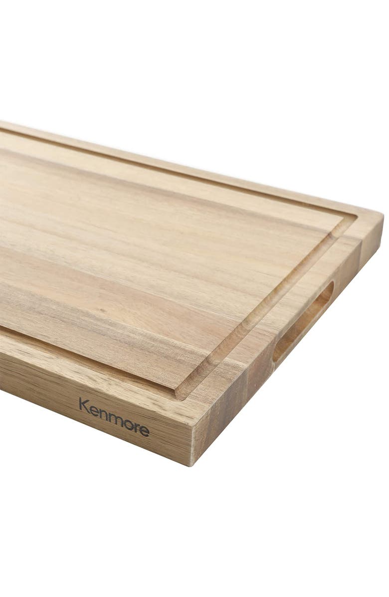 Kenmore Archer 21 Inch Acacia Wood Cutting Board with Groove Handles, Alternate, color, Brown