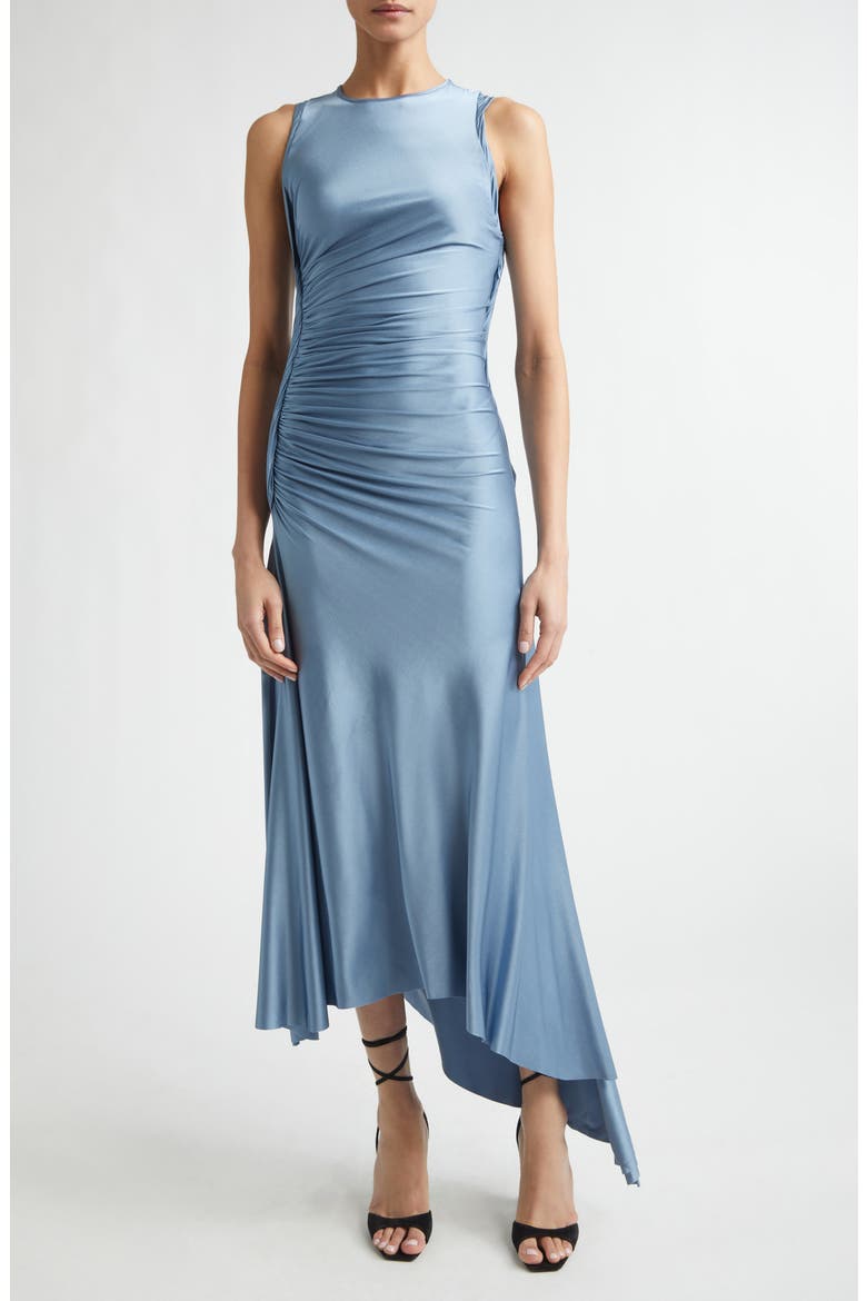 Twist Sleeveless Asymmetric Jersey Dress, Main, color, STONE