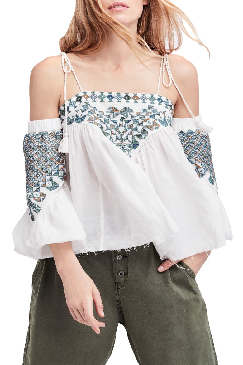 Vacay Vibin' Cold Shoulder Top, Main, color, IVORY